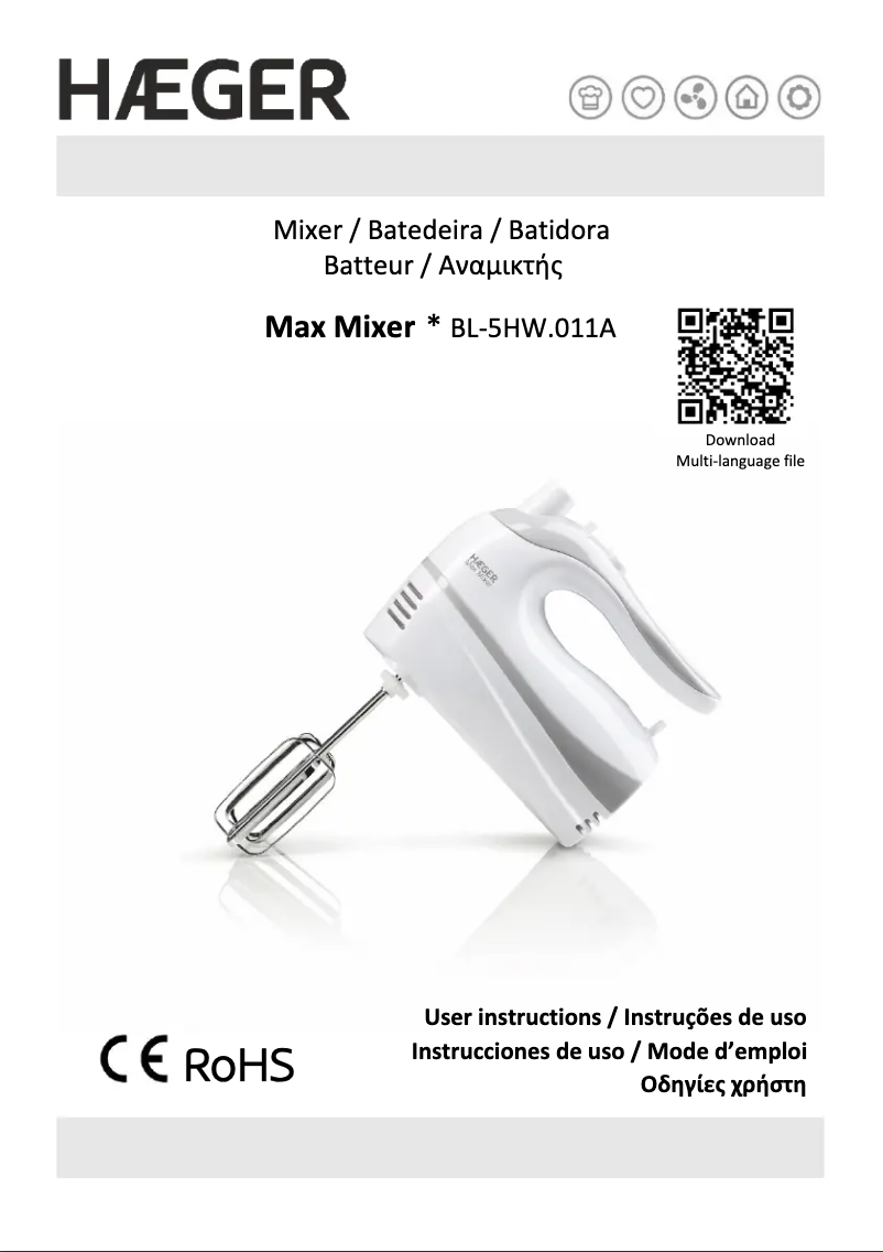 Page 1 de la notice Manuel utilisateur Haeger Max Mixer BL-5HW.011A