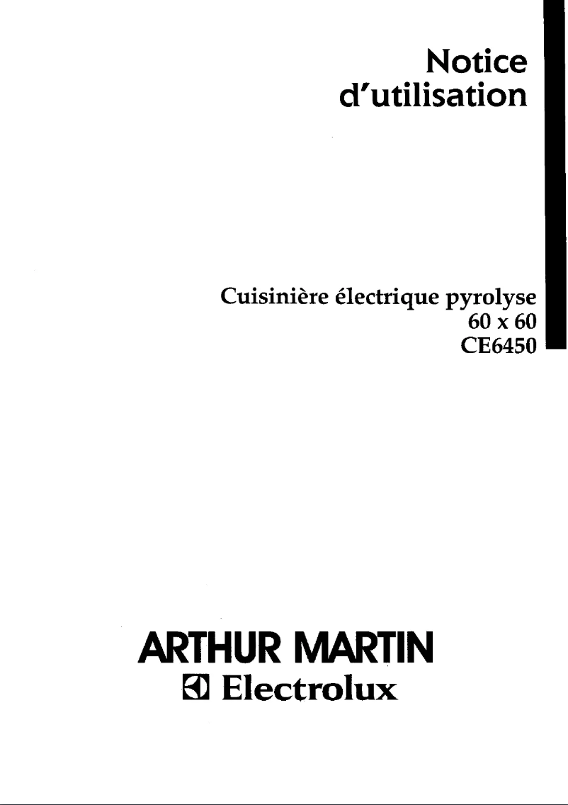 Page 1 de la notice Manuel utilisateur Arthur Martin-Electrolux CE6450W1