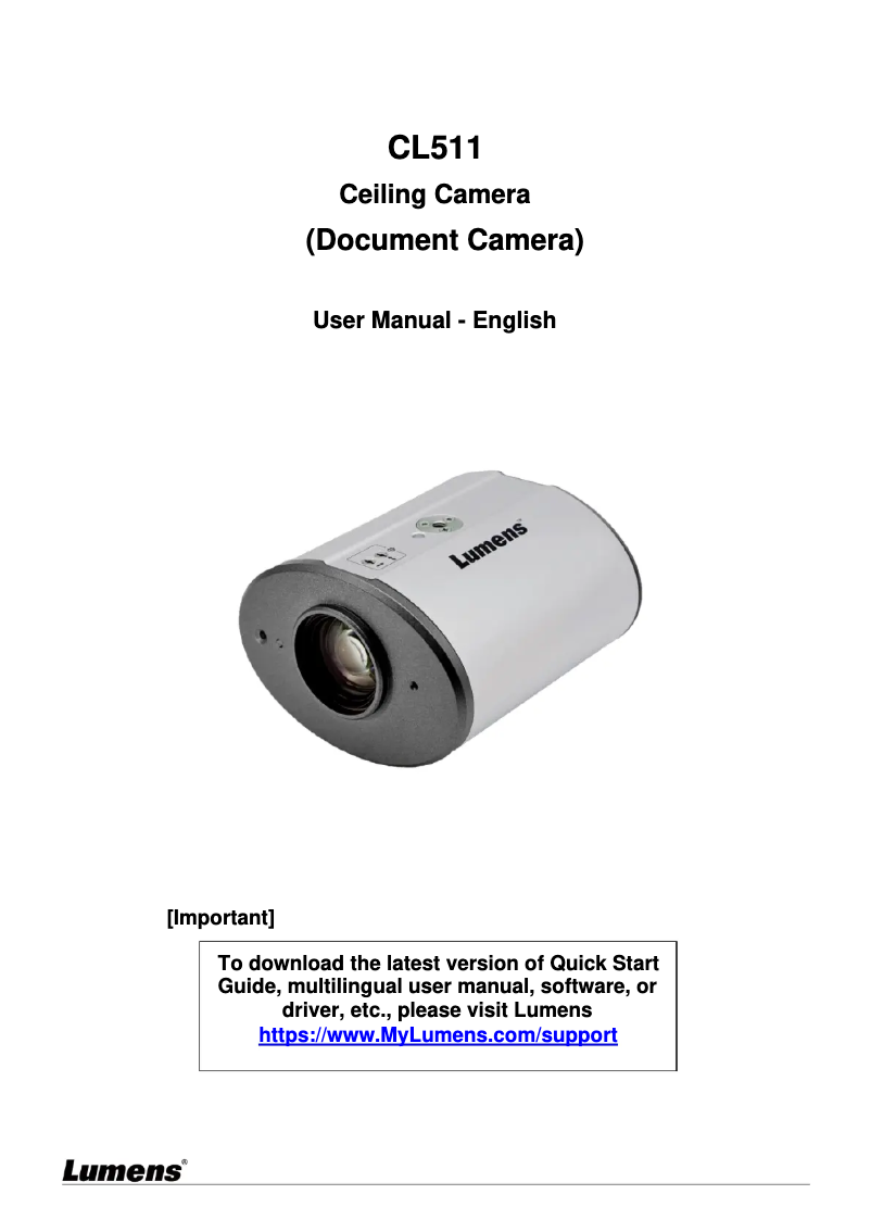 Page n°1 - Manuel utilisateur Lumens CL511