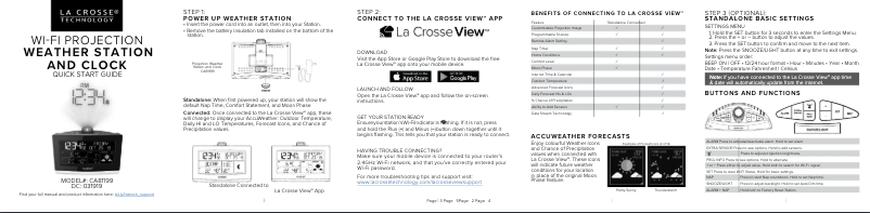 Page n°1 - Guide de démarrage rapide La Crosse Technology CA81199