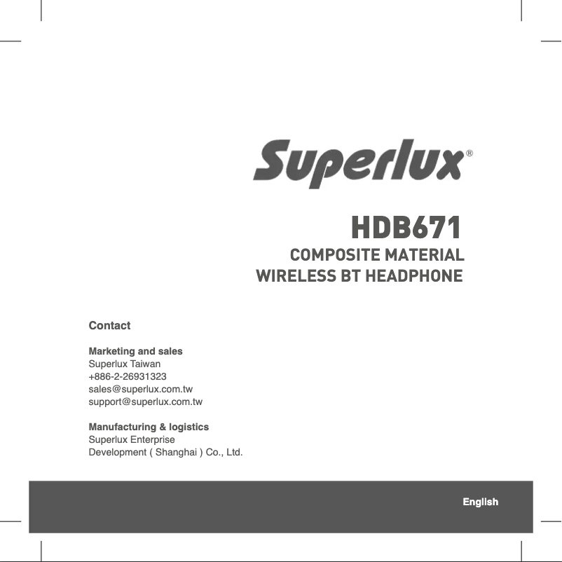 Page n°1 - Manuel utilisateur Superlux HDB-671