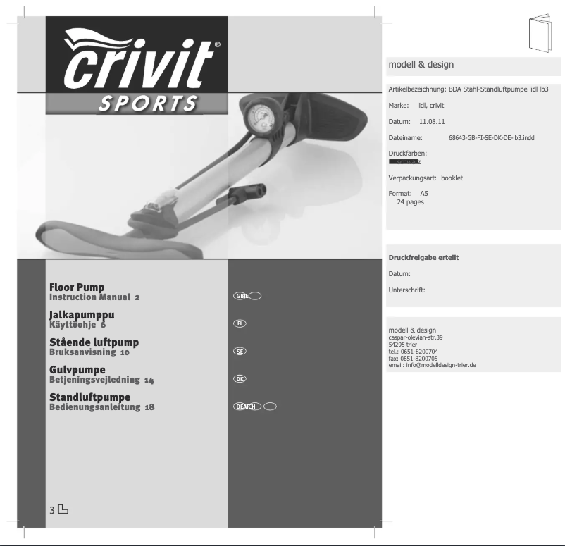 Page 1 de la notice Manuel utilisateur Crivit IAN 68643