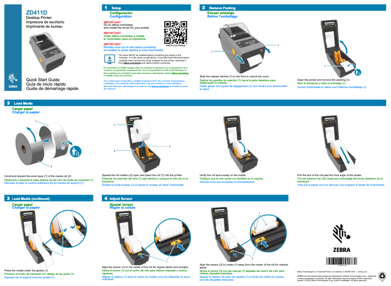 Page n°1 - Manuel utilisateur Zebra ZD411t