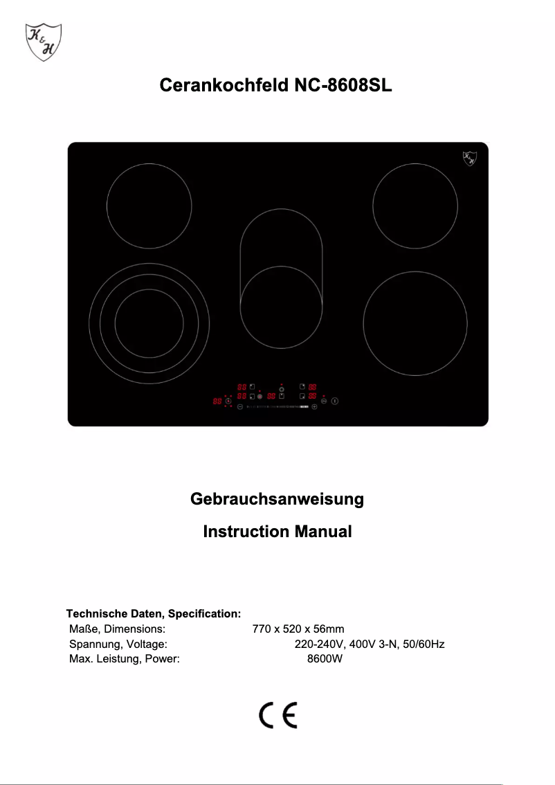 Page n°1 - Manuel utilisateur K&H NC-8608SL