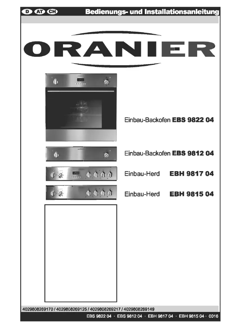 Page 1 de la notice Manuel utilisateur Oranier EBH 9817 04
