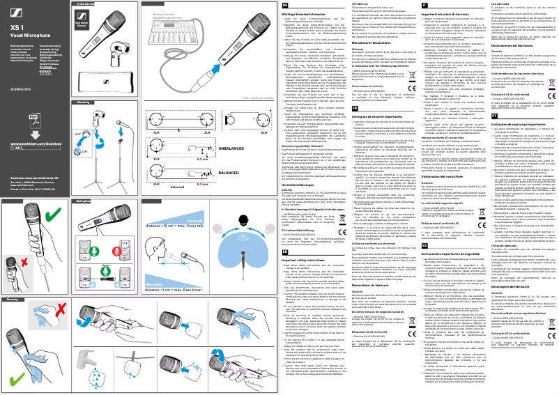 Page 1 de la notice Manuel utilisateur Sennheiser XS 1