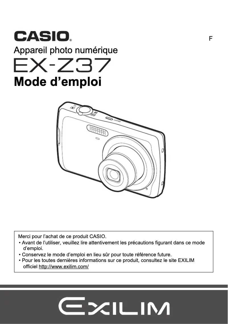 Page n°1 - Manuel utilisateur Casio Exilim EX-Z37