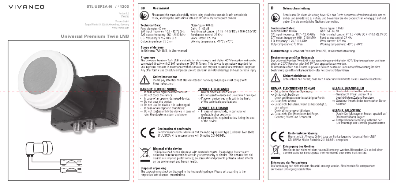 Image de la première page du manuel de l'appareil STL USP2A-N