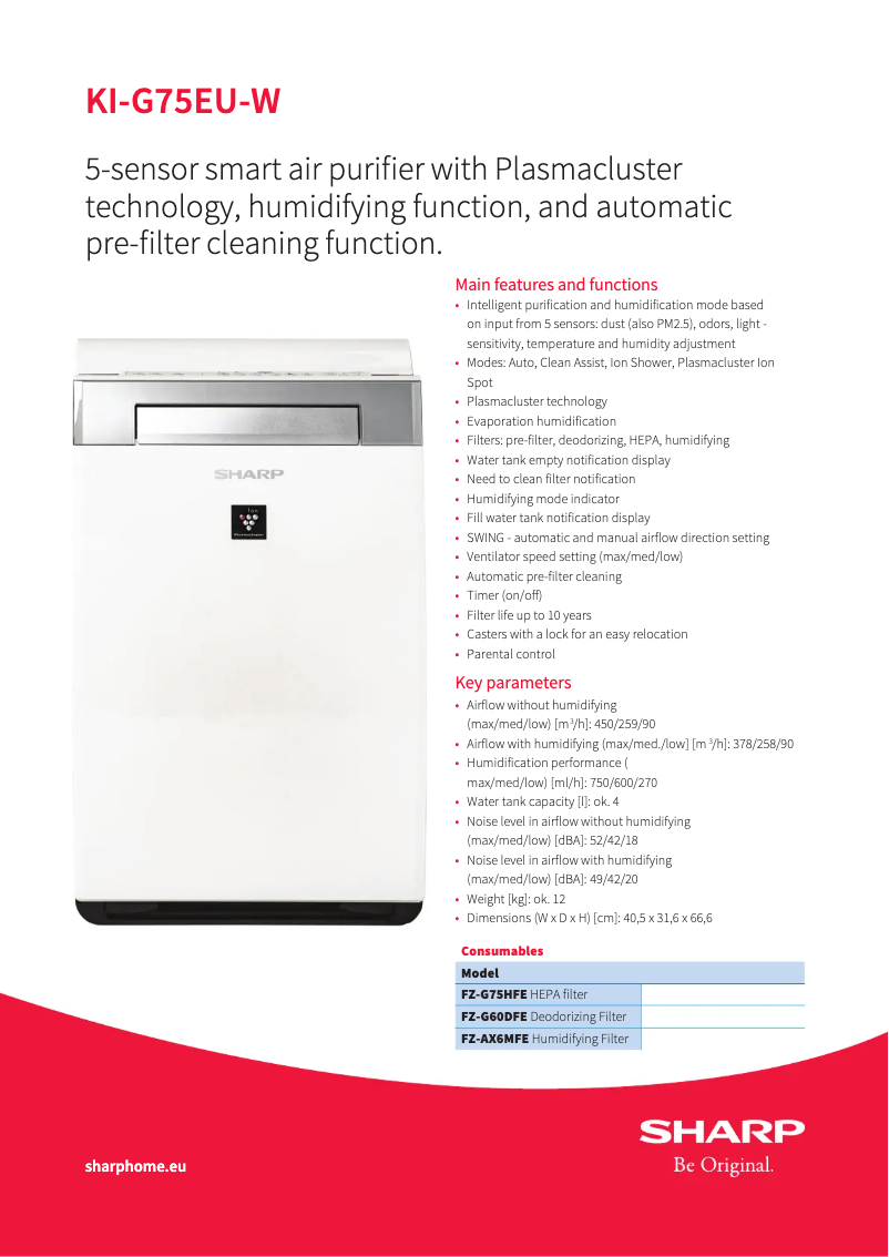 Page 1 de la notice Manuel utilisateur Sharp KI-G75EU