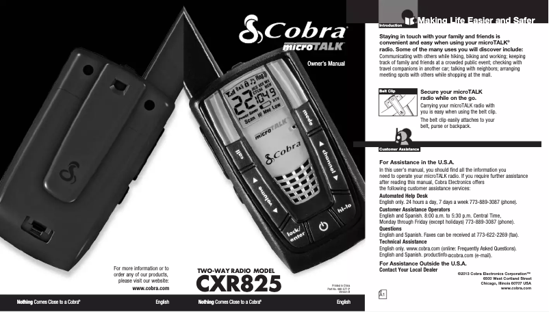 Página 1 del manual Manual de usuario Cobra MicroTalk CXR825