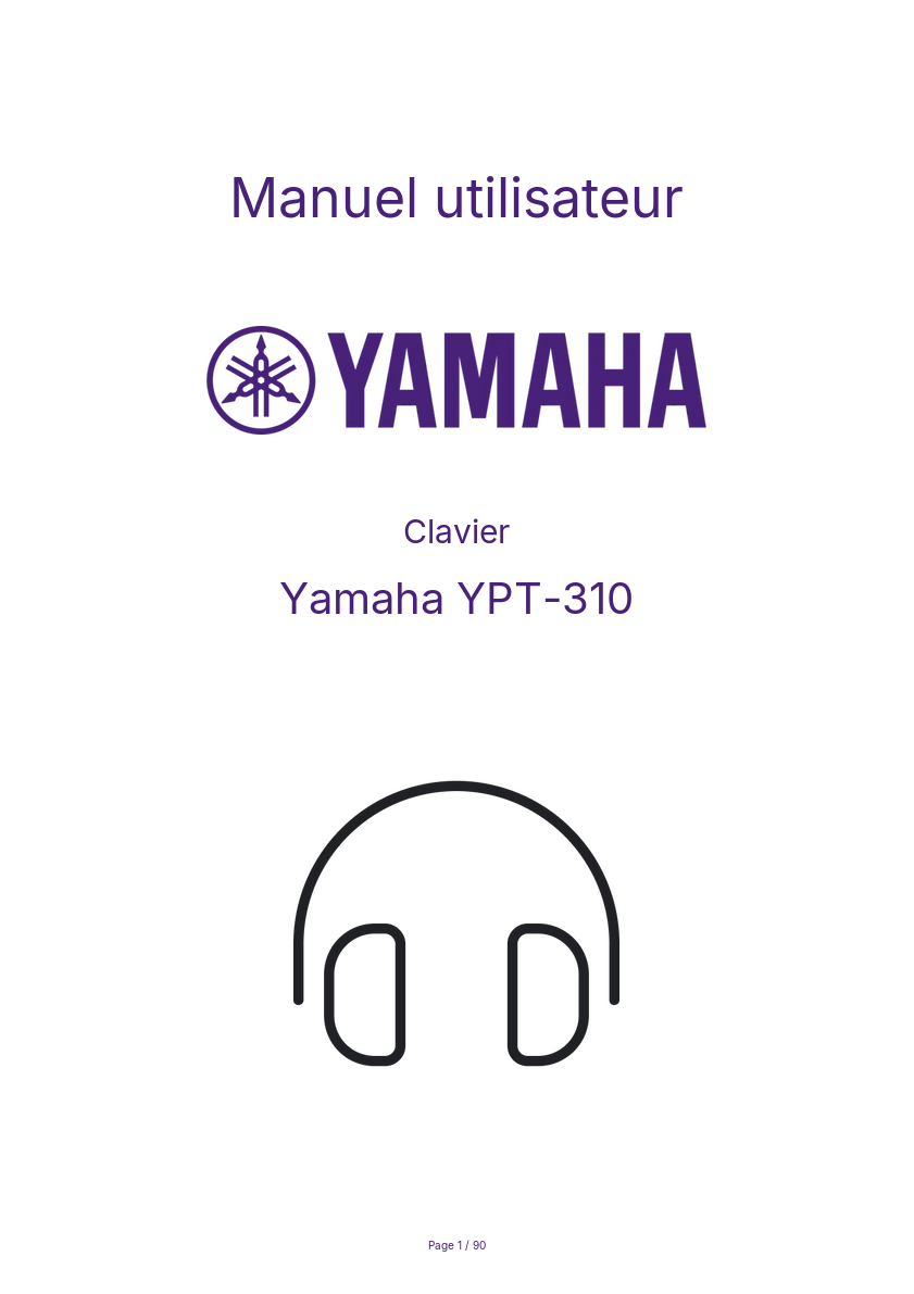 Page n°1 - Manuel utilisateur Yamaha YPT-310