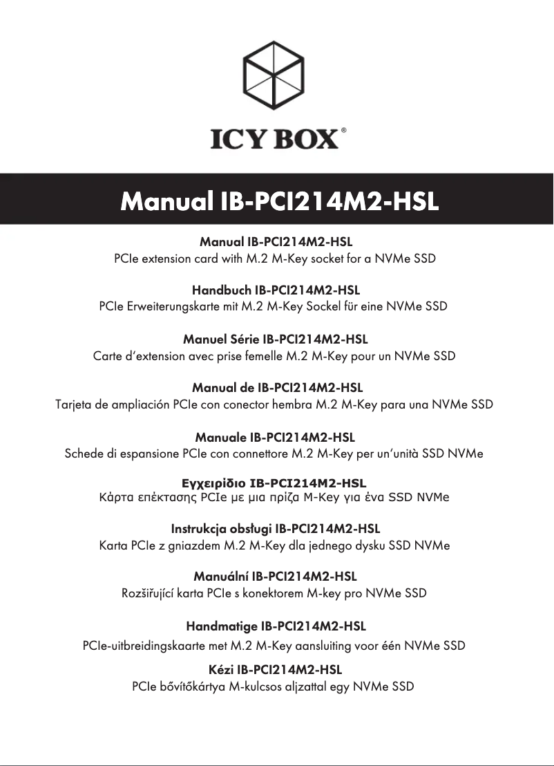 Page 1 de la notice Manuel utilisateur Icy Box IB-PCI214M2-HSL