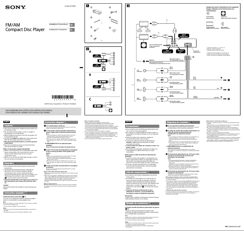Page 1 de la notice Guide d'installation Sony CDX-G1051U