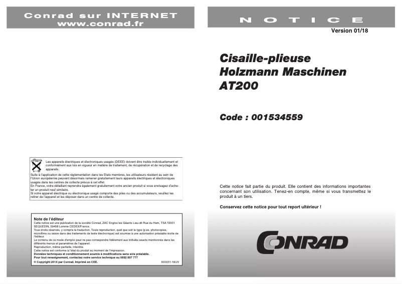 Image de la première page du manuel de l'appareil AT200