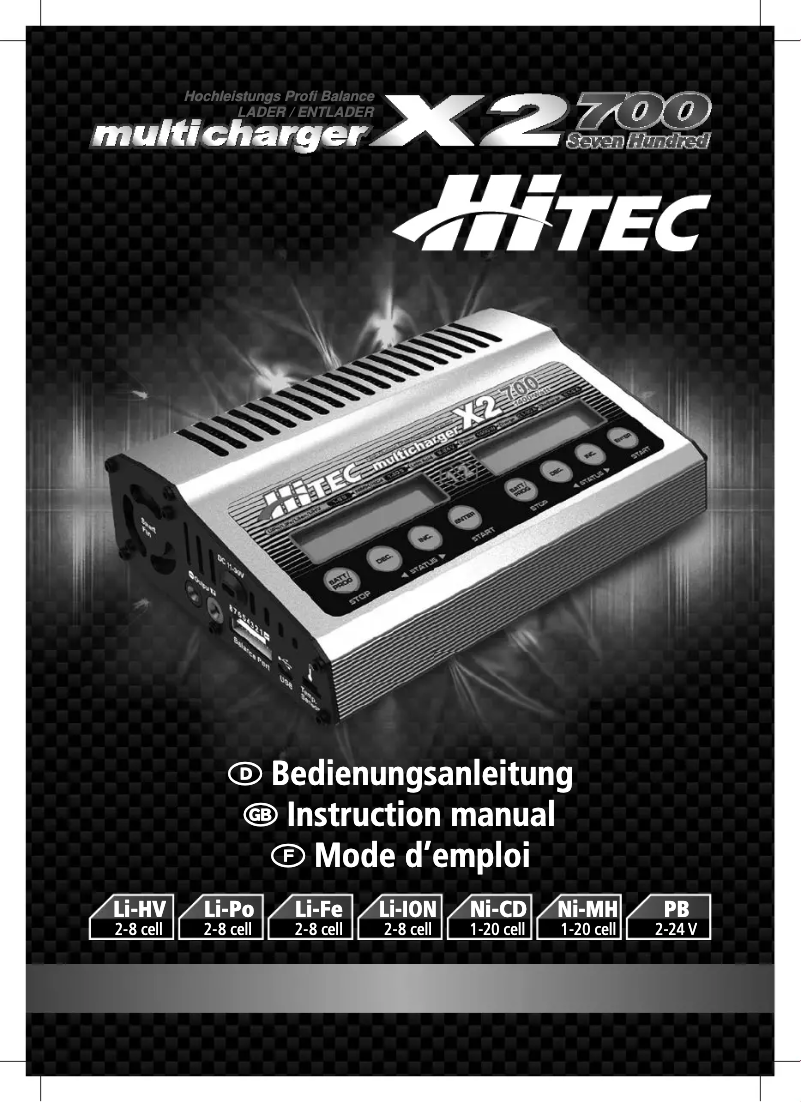 Page 1 de la notice Manuel utilisateur Hitec X2 700