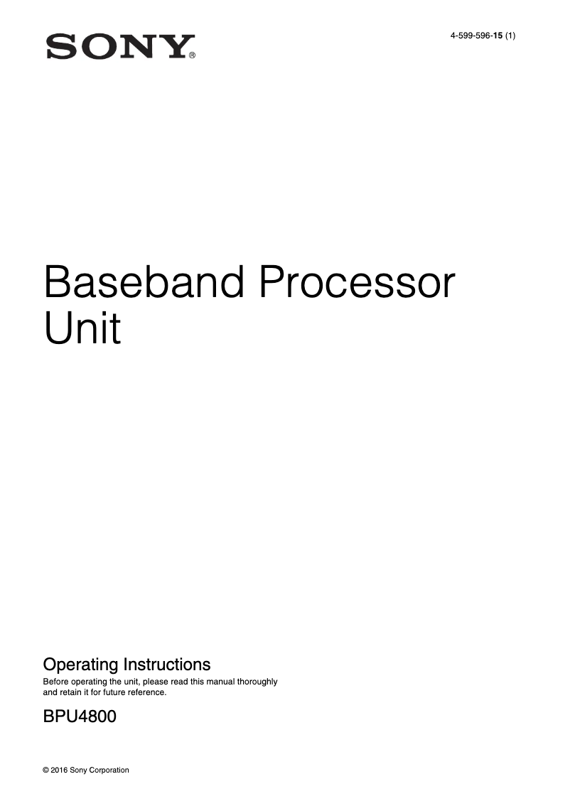Página 1 del manual Manual de usuario Sony BPU4800