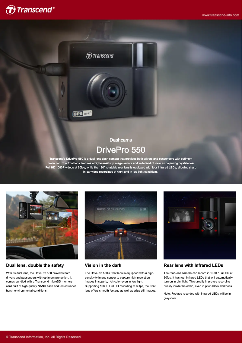 Page n°1 - Fiche technique Transcend DrivePro 550