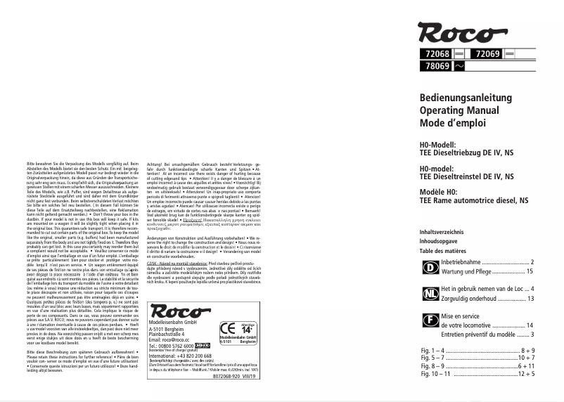 Page n°1 - Manuel utilisateur Roco 72069