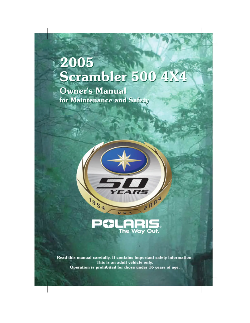 Page 1 de la notice Manuel utilisateur Polaris Scrambler 500 4x4 (2005)
