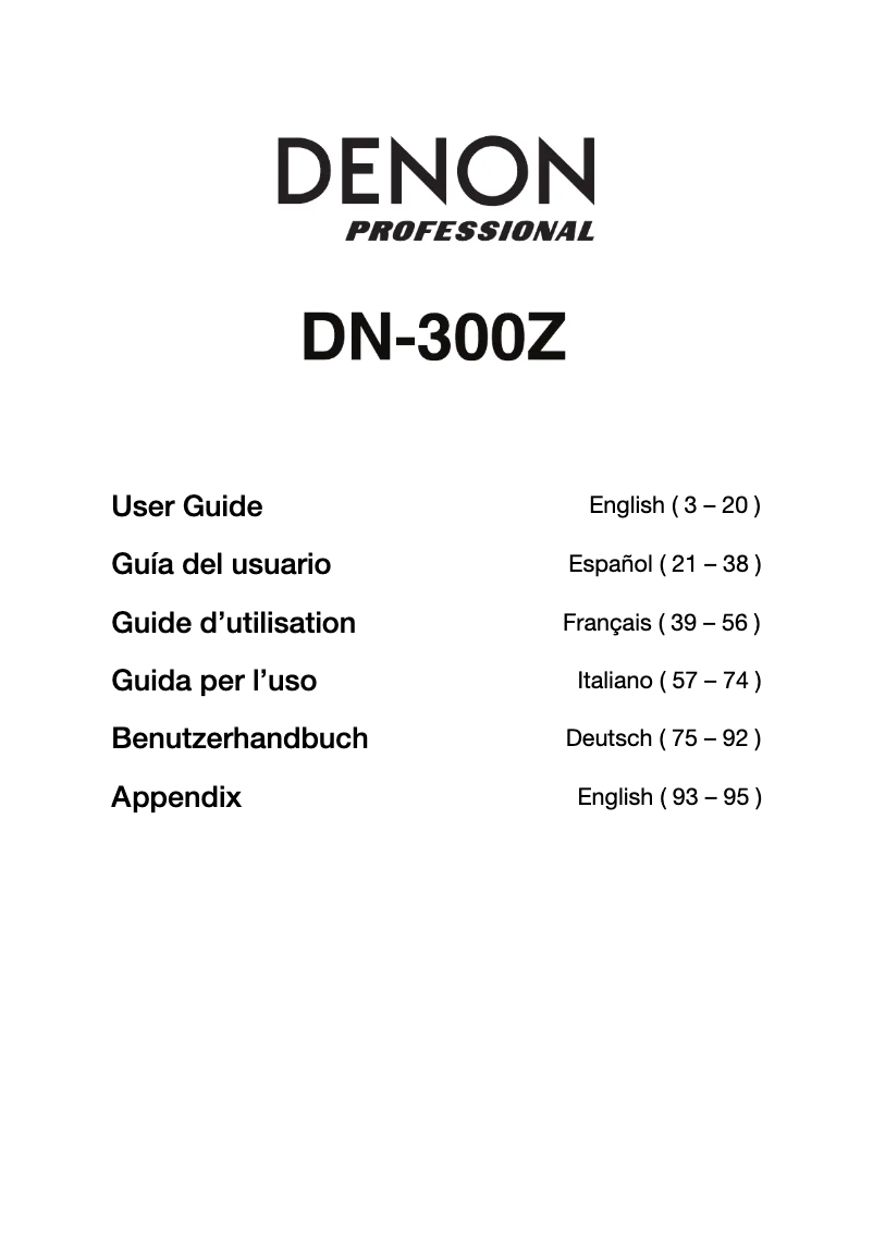 Page 1 de la notice Manuel utilisateur Denon DN-300ZB