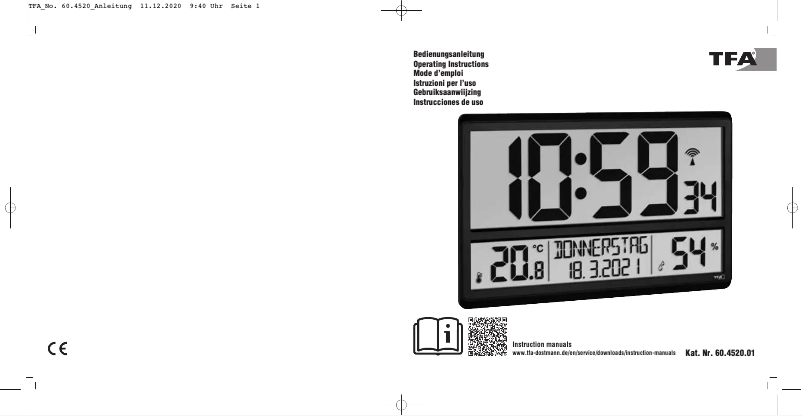 Page 1 de la notice Manuel utilisateur TFA 60.4520.01