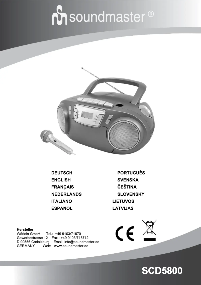 Page 1 de la notice Manuel utilisateur Soundmaster SCD5800