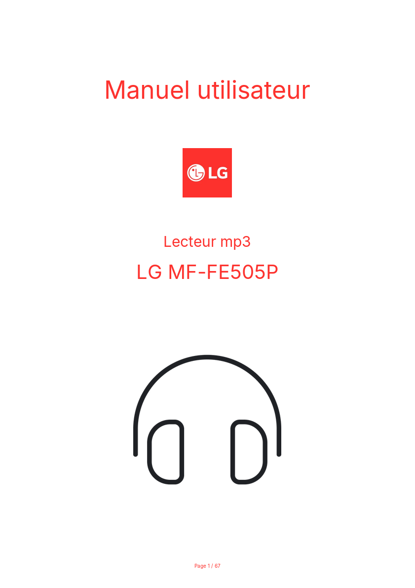 Page n°1 - Manuel utilisateur LG MF-FE505P