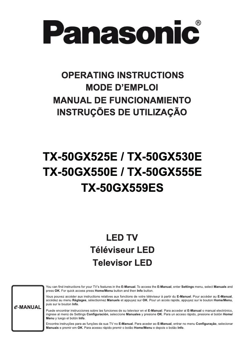 Page 1 de la notice Manuel utilisateur Panasonic TX-50GX559ES