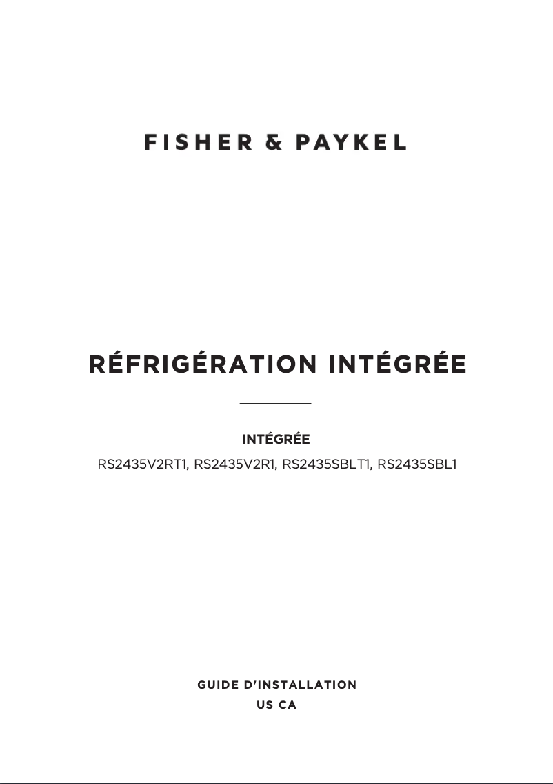 Page n°1 - Guide d'installation Fisher & Paykel RS2435SBL1
