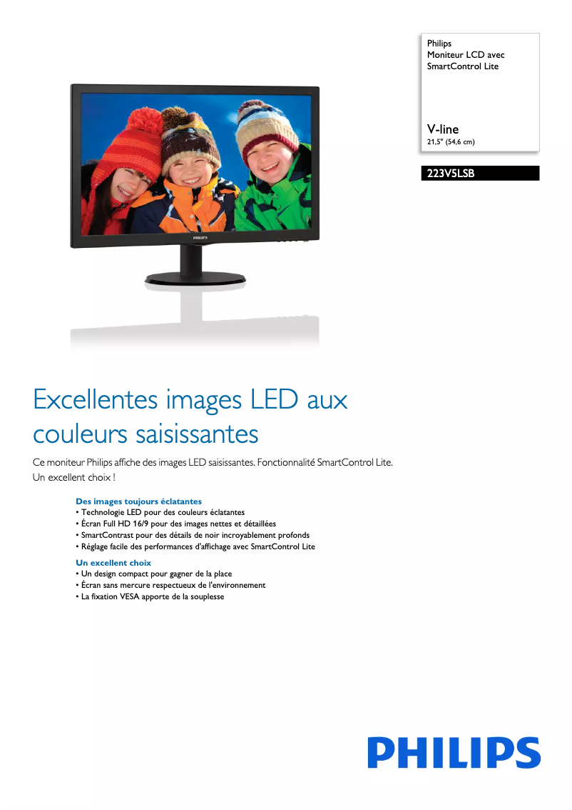 Página 1 del manual Ficha técnica Philips 223V5LSB