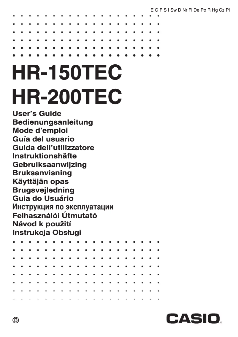 Image de la première page du manuel de l'appareil HR-150TEC