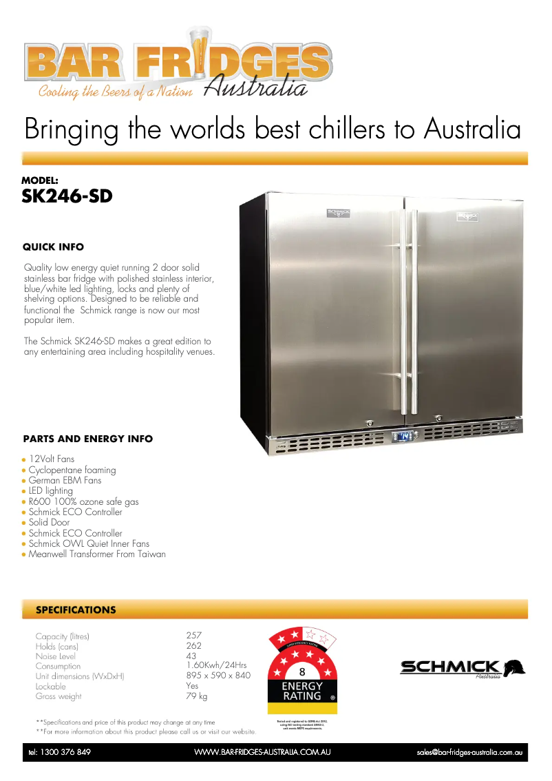 Page n°1 - Fiche technique Schmick SK246-SD