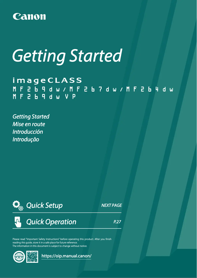 Page 1 de la notice Manuel utilisateur Canon ImageCLASS MF267dw