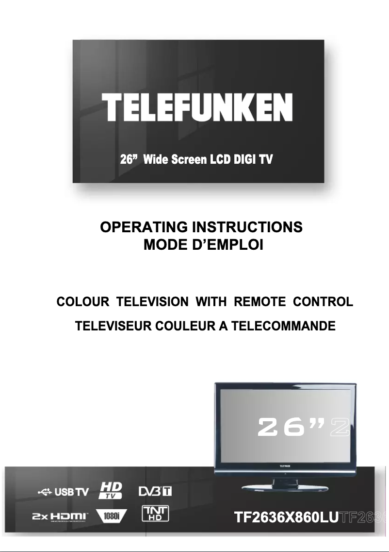 Page n°1 - Manuel utilisateur Telefunken TF2636X860LU