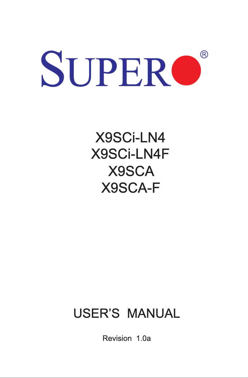 Page 1 de la notice Manuel utilisateur Supermicro X9SCi-LN4