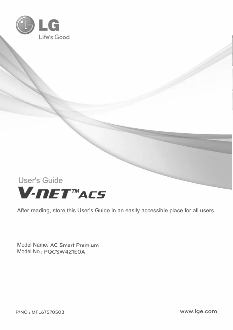 Image de la première page du manuel de l'appareil PQCSW421E0A