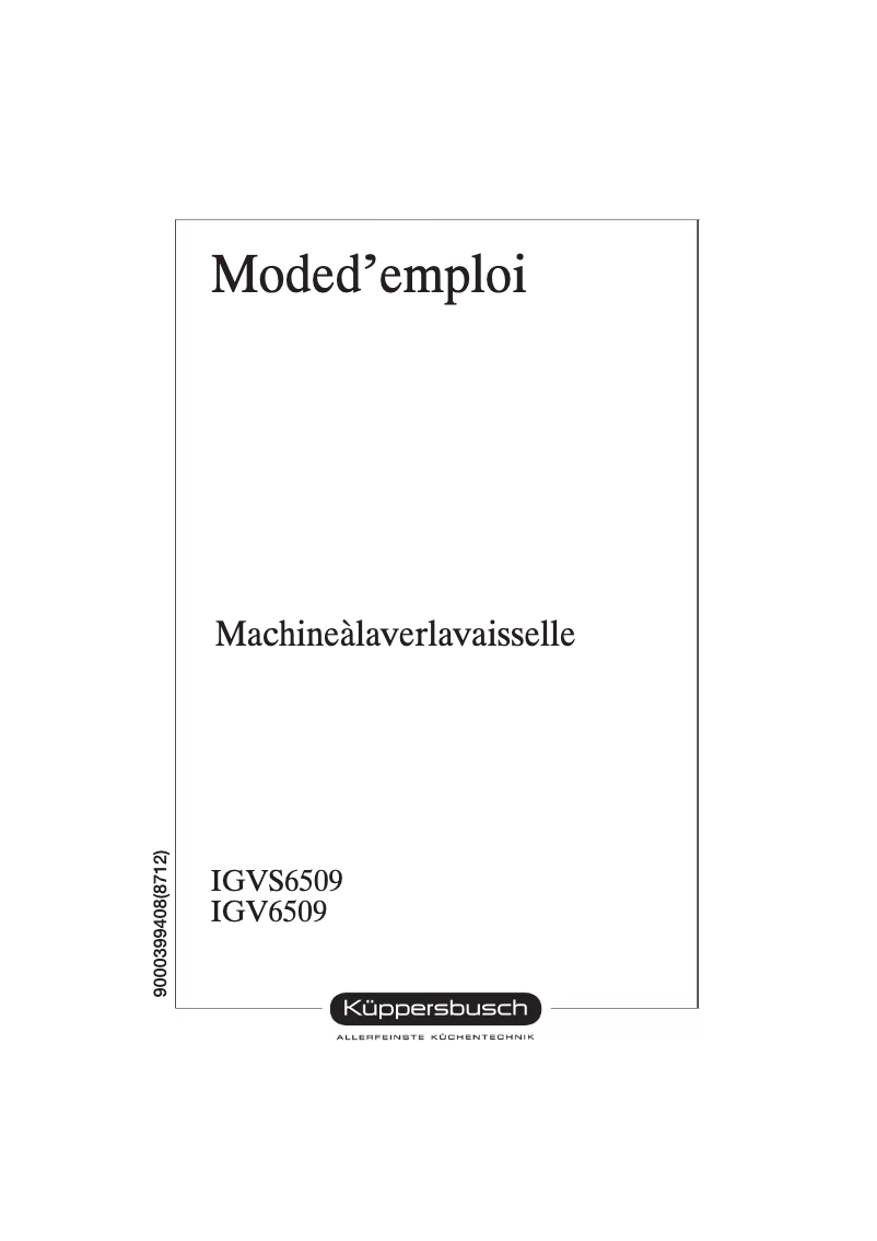 Page 1 de la notice Manuel utilisateur Küppersbusch IGV 6509