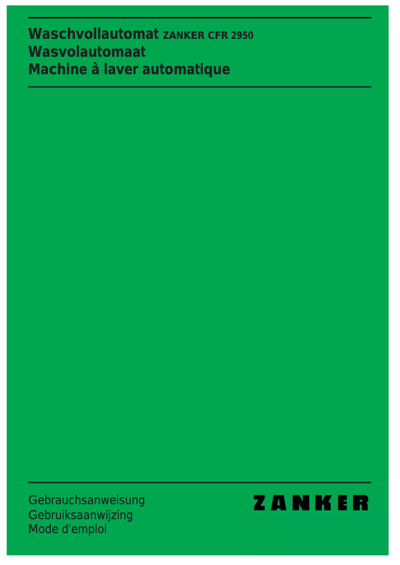 Page n°1 - Manuel utilisateur Zanker CFR 2950