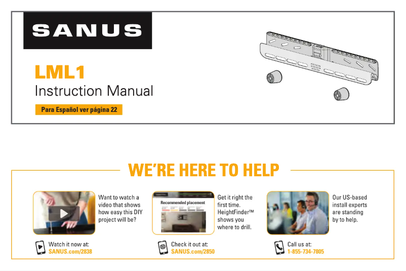 Page 1 de la notice Manuel utilisateur Sanus LML1