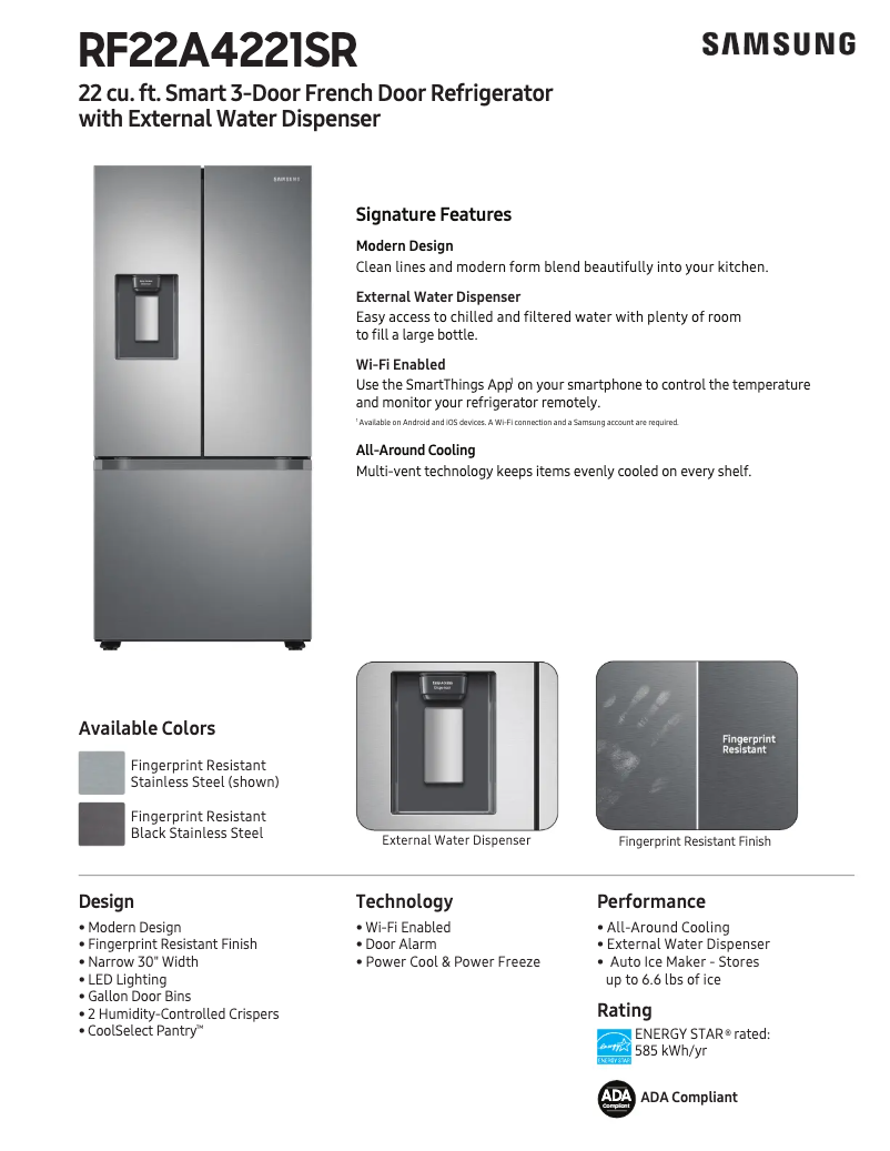 Image de la première page du manuel de l'appareil RF22A4221SR