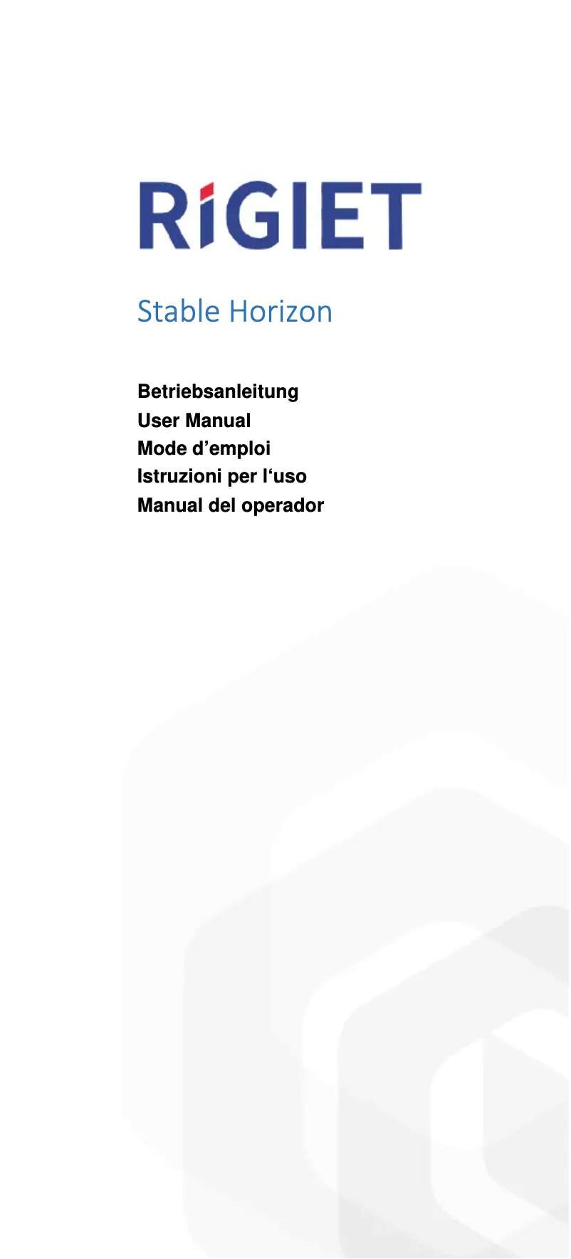 Image de la première page du manuel de l'appareil Rigiet