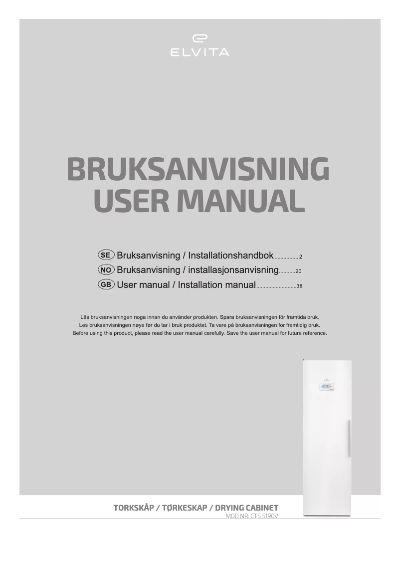 Page 1 de la notice Manuel utilisateur Elvita CTS5190V