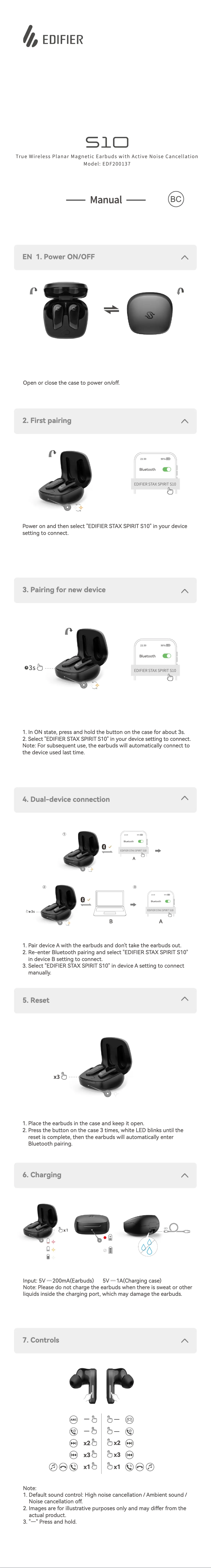 Image de la première page du manuel de l'appareil STAX SPIRIT S10