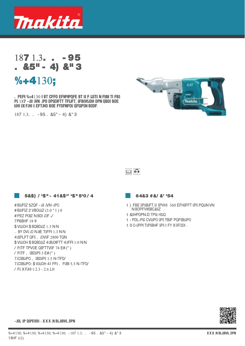 Page n°1 - Fiche technique Makita DJS130Z