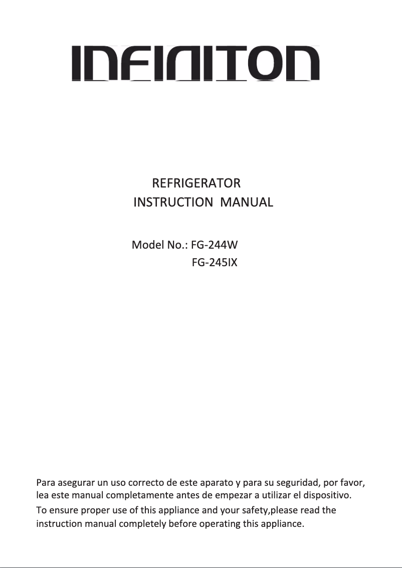 Page 1 de la notice Manuel utilisateur Infiniton FG-245IX