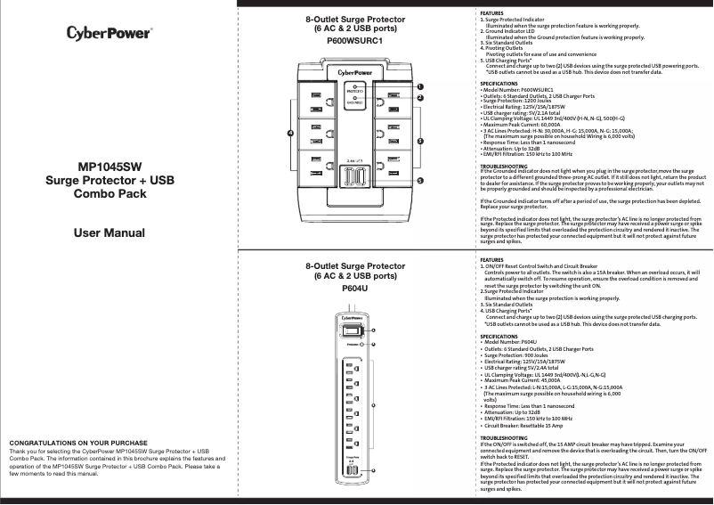 Page n°1 - Manuel utilisateur CyberPower MP1045SW