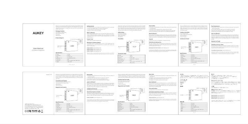Page 1 de la notice Manuel utilisateur Aukey PA-U46