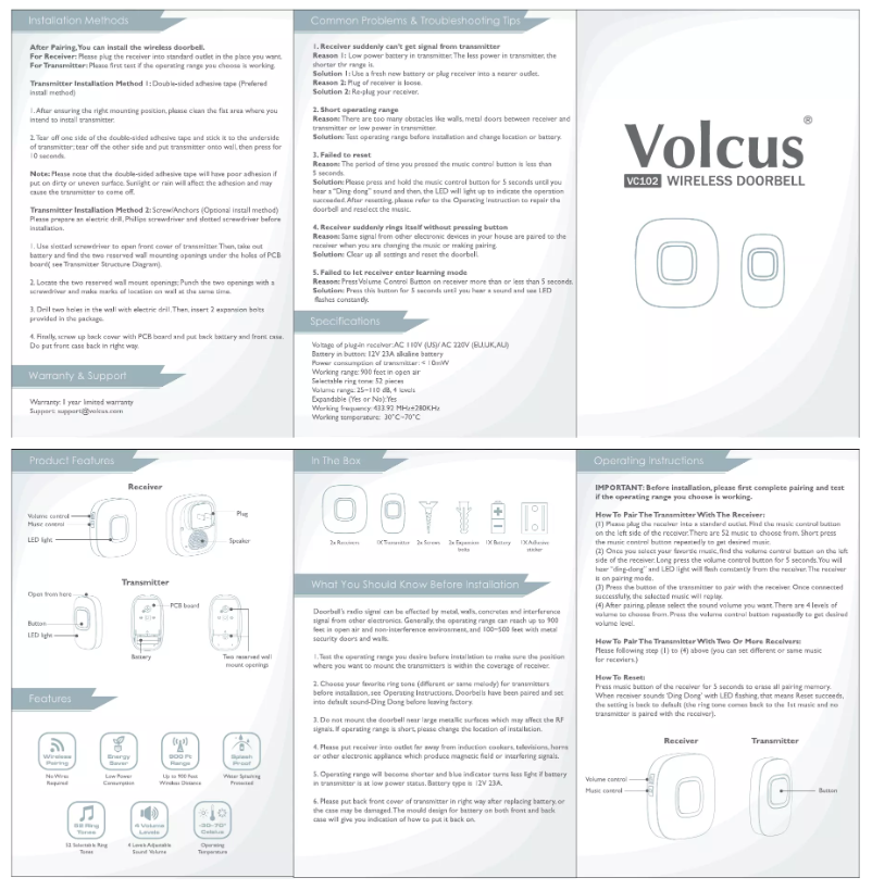 Image de la première page du manuel de l'appareil VC102