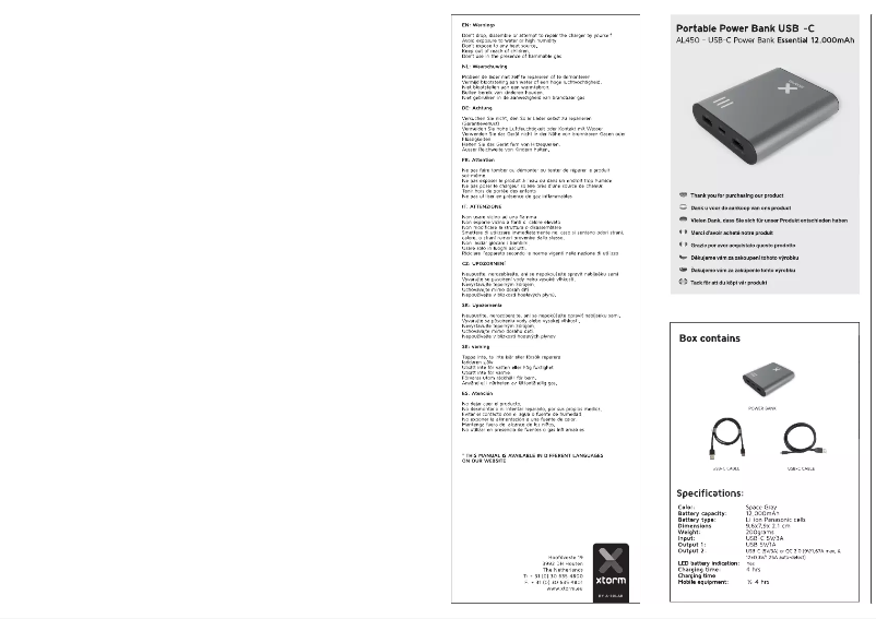 Page 1 de la notice Manuel utilisateur Xtorm AL460