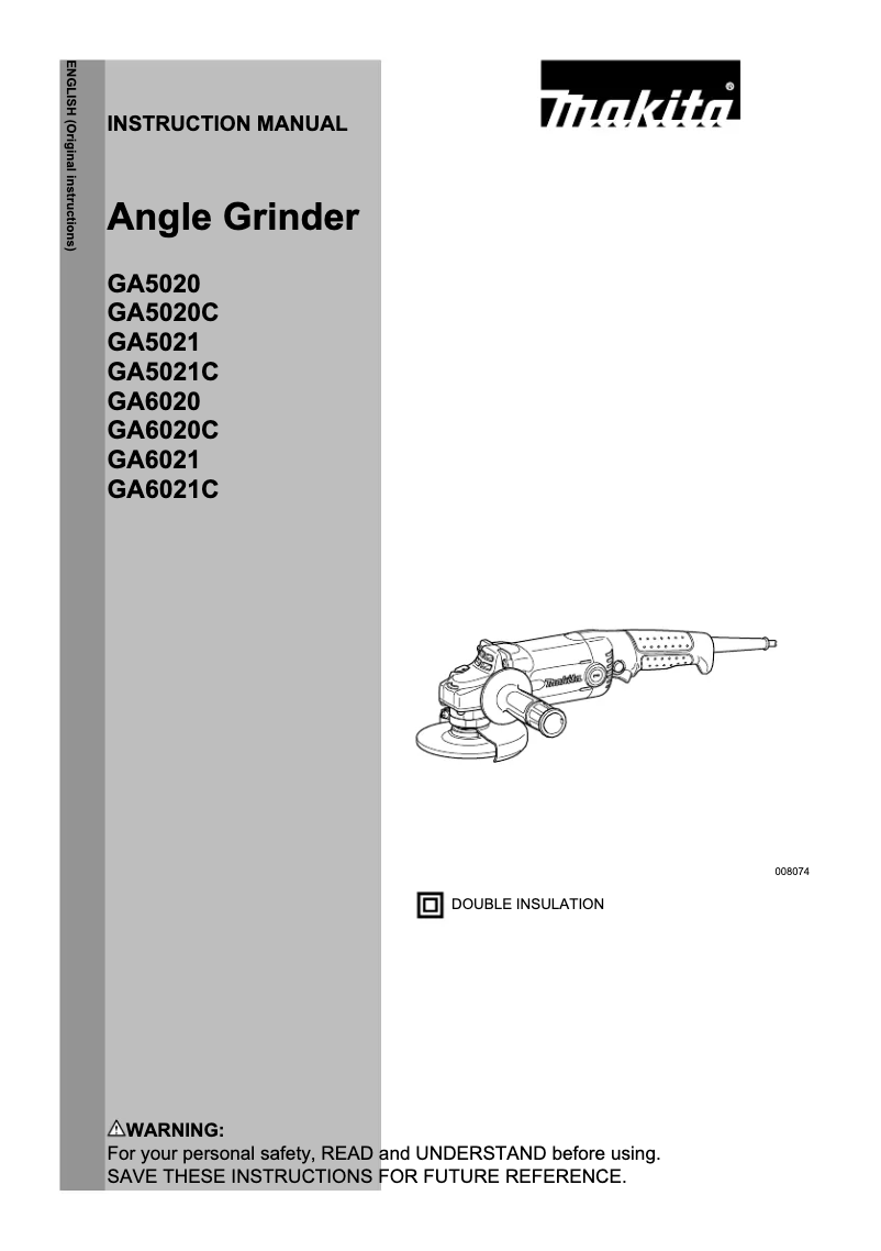 Page n°1 - Manuel utilisateur Makita GA5020Y